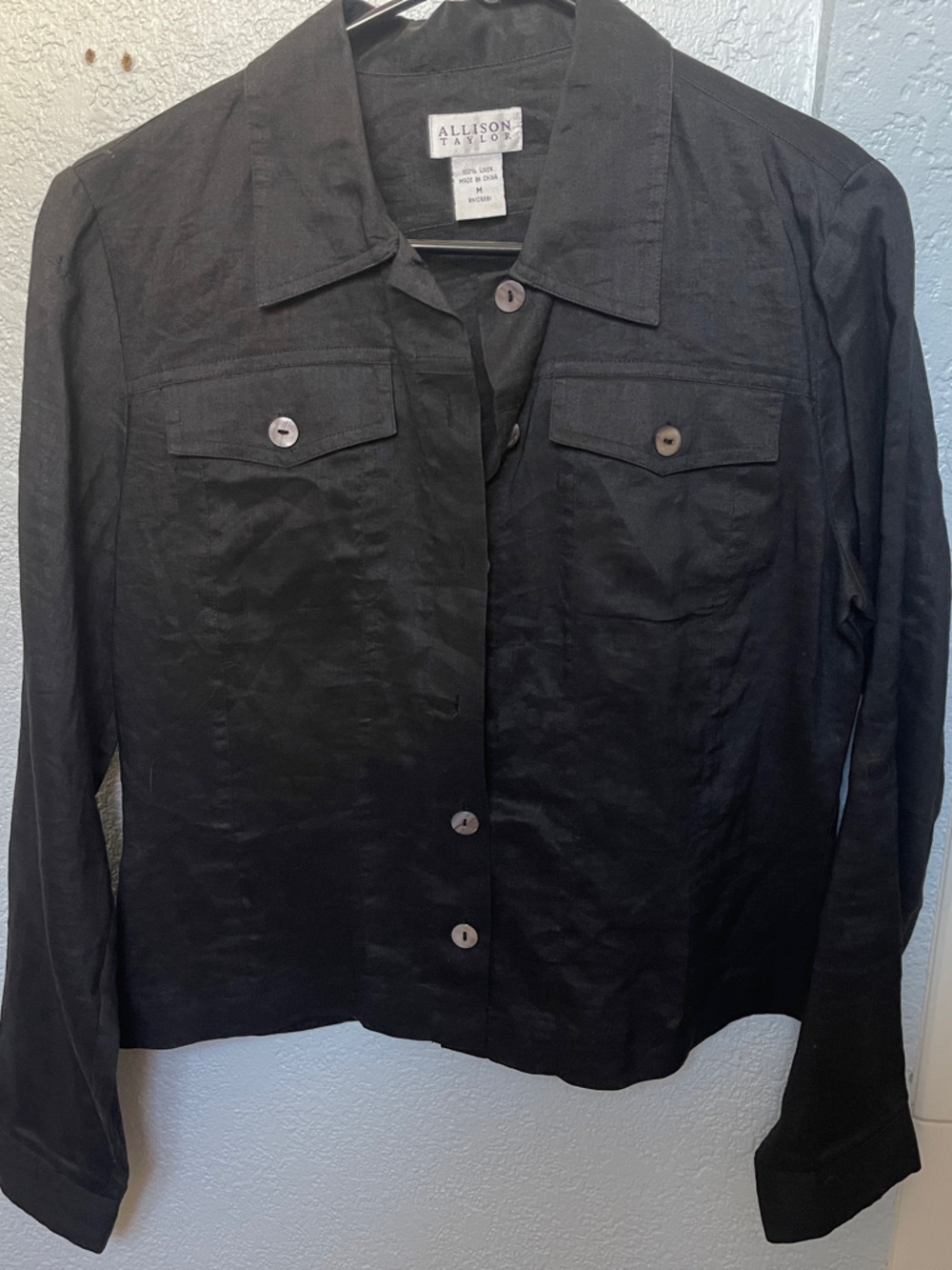 Allison Taylor Black Button-Front Shirt Jacket